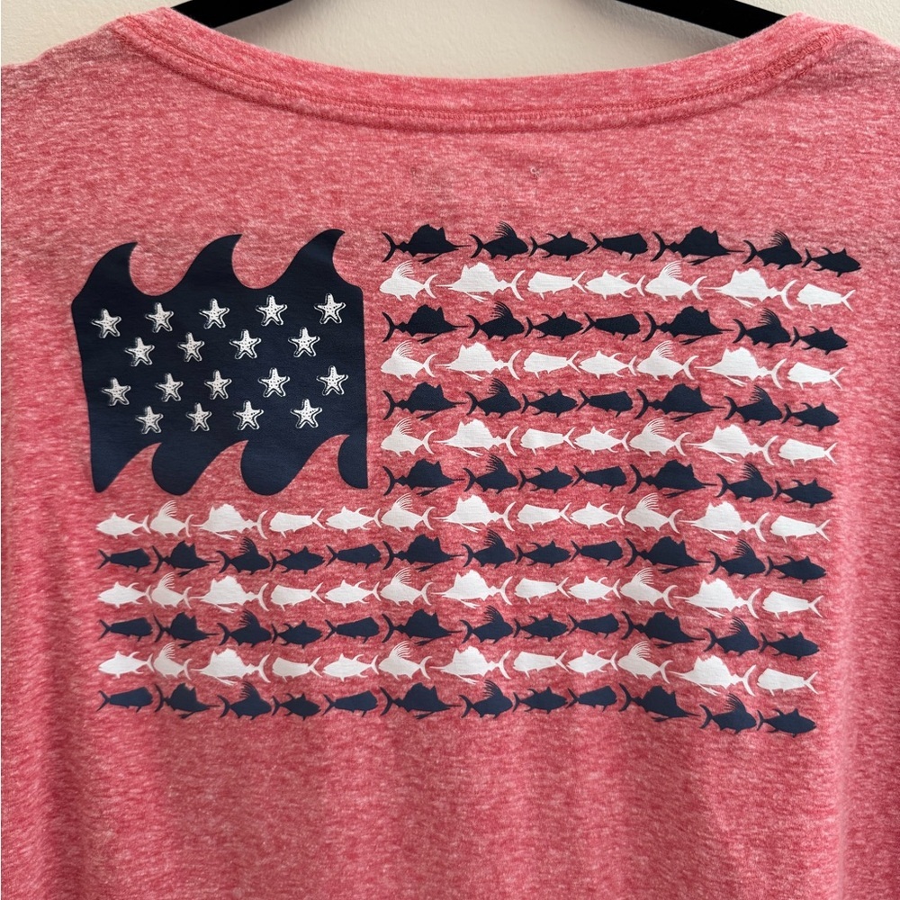 Ocean + Coast Women’s American Flag Fish Shirt Size 3X Red Fishing Outdoors - Picture 3 of 5